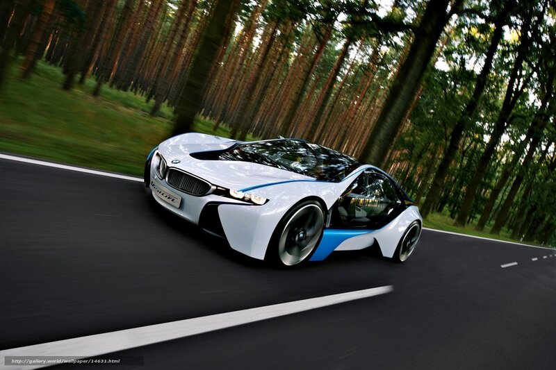 BMW i8 Concept car on forest road