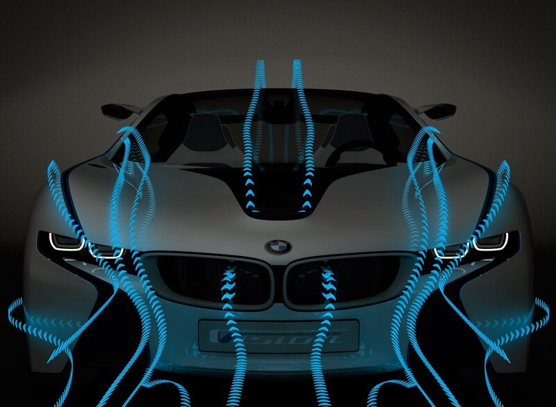 BMW I8 Concept Car — Silver, Dramatic, Digital Art