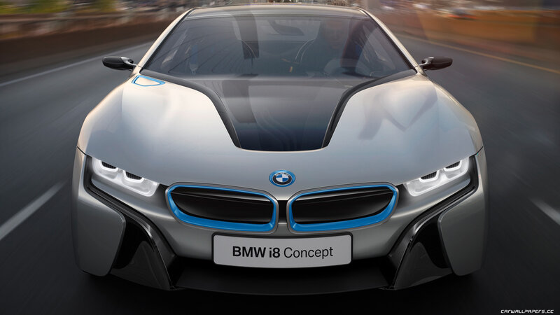 BMW I8 Concept Car — Silver, Dynamic, 3d Render, Road