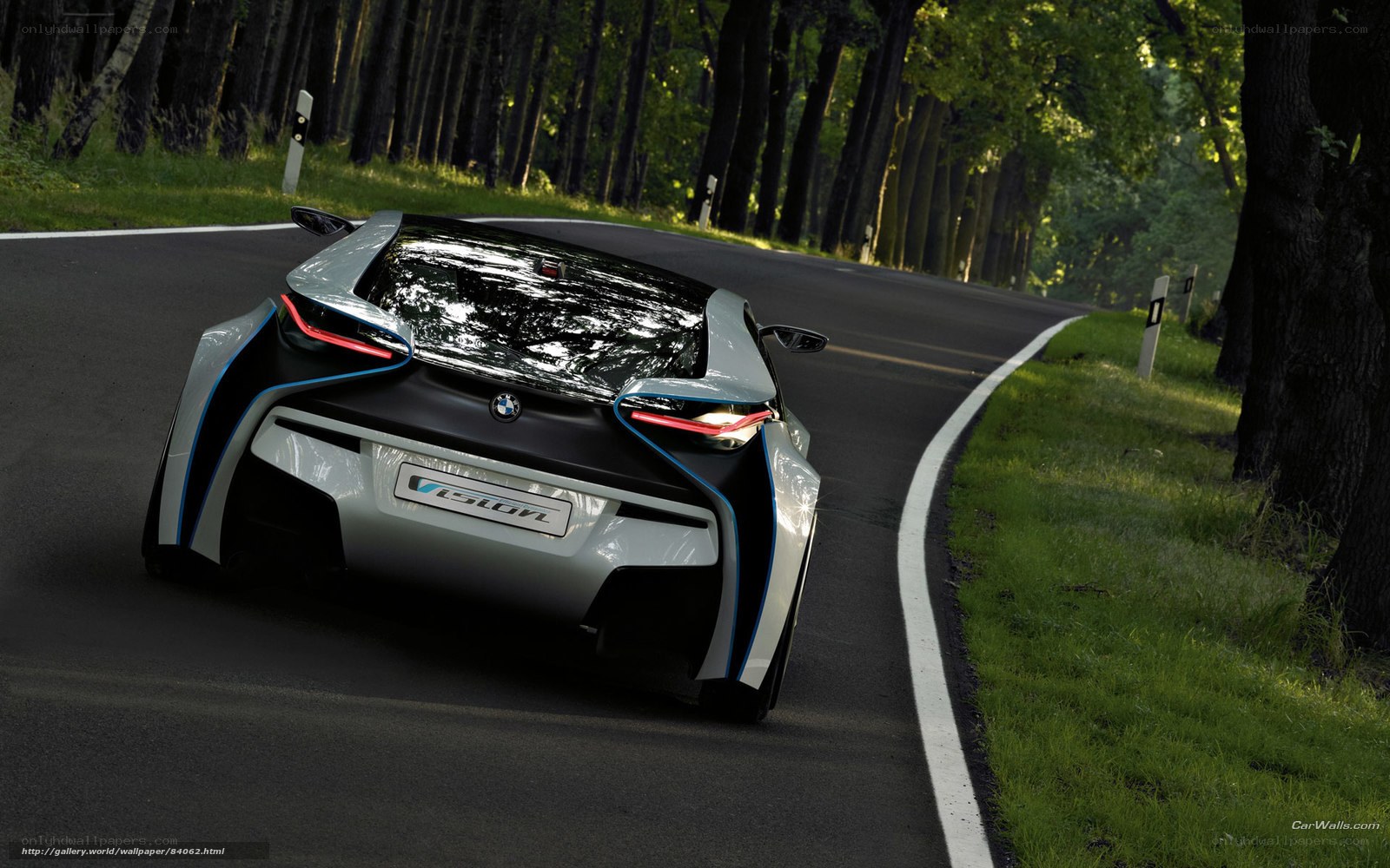 BMW i8 Concept on a forest road