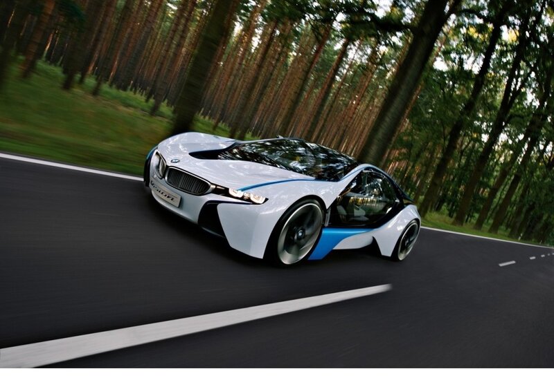 BMW i8 Concept on forest road