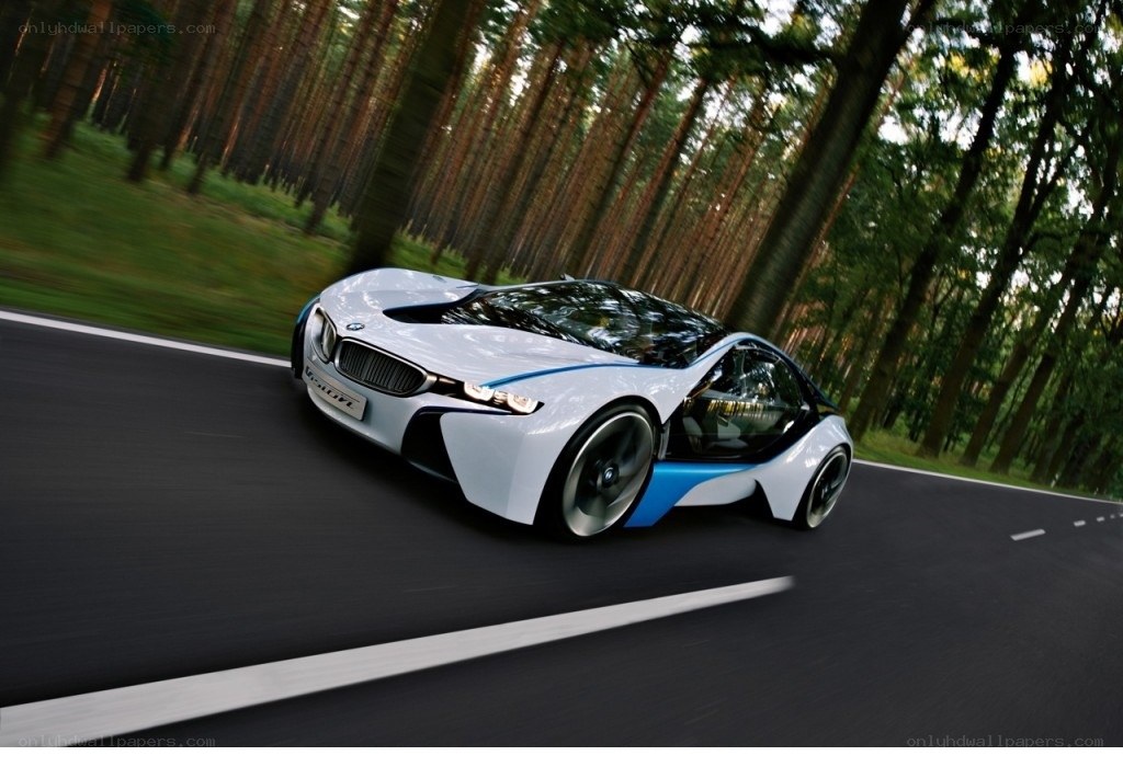 BMW i8 Concept on forest road