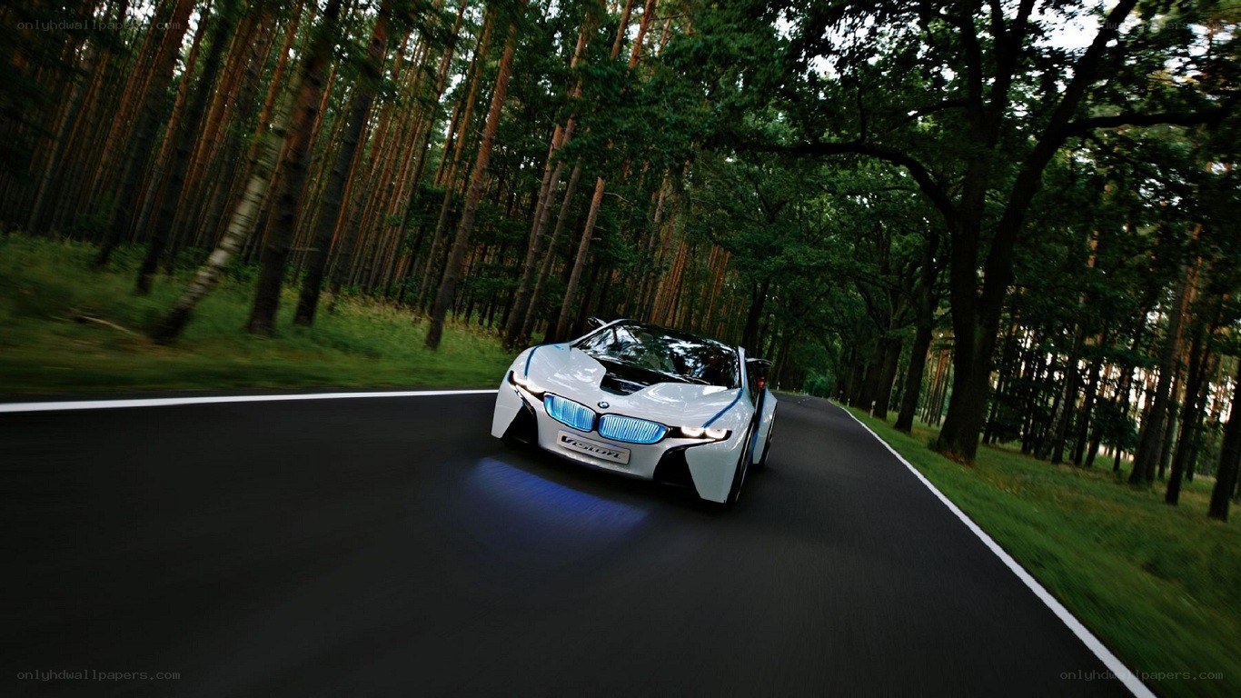 BMW i8 Concept on forest road
