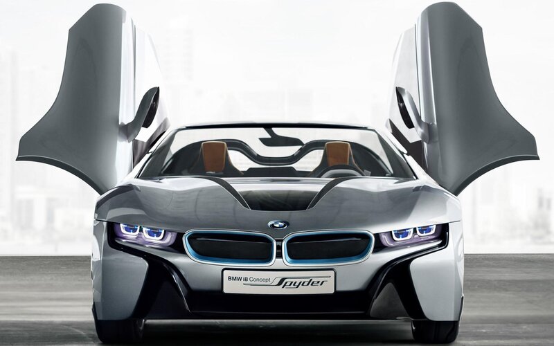 BMW I8 Concept Spyder — Silver, Dramatic, Photograph, Car, Doors