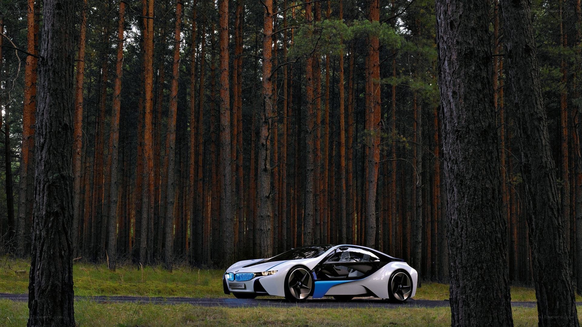 BMW i8 in a forest