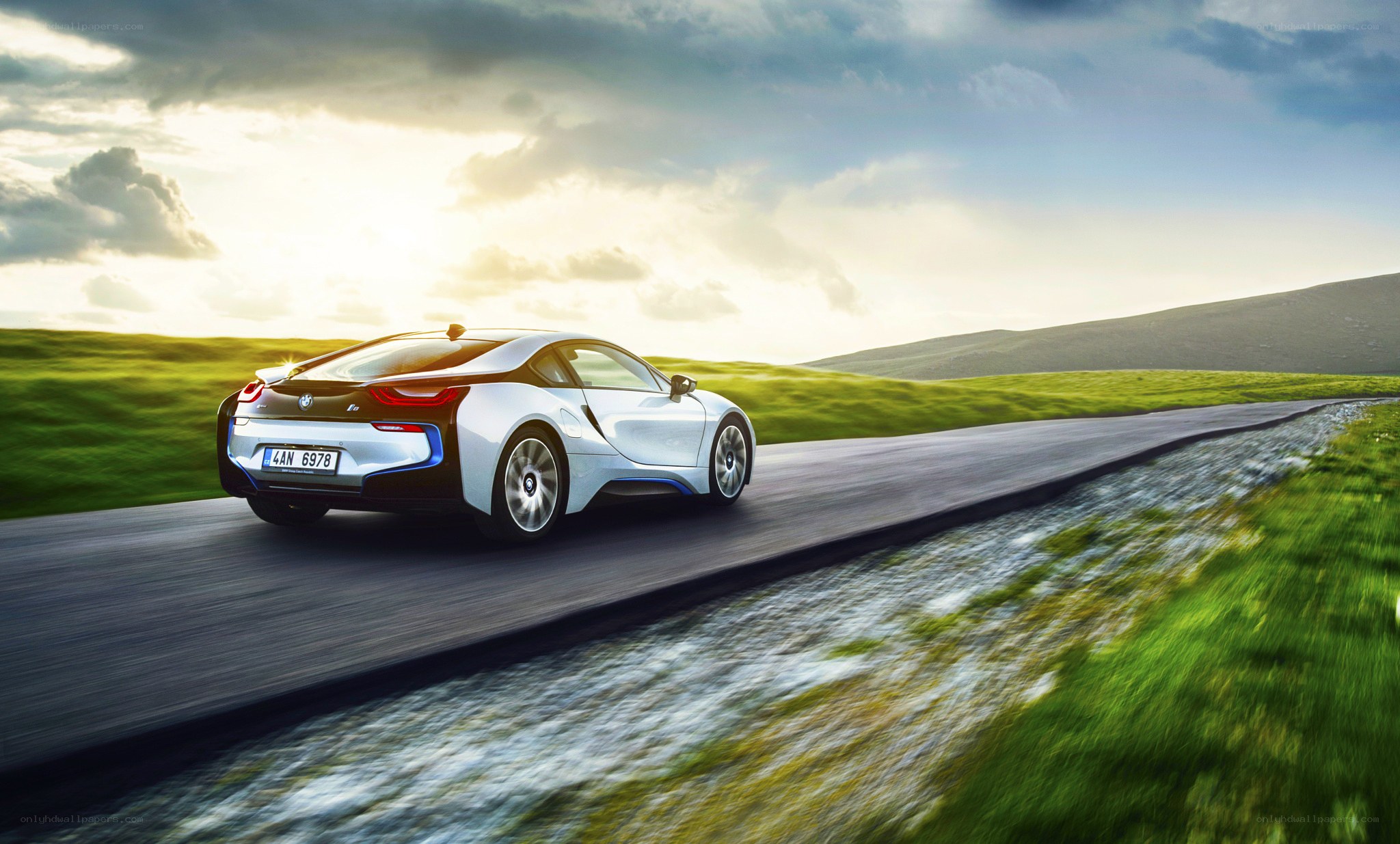 BMW i8 on a country road