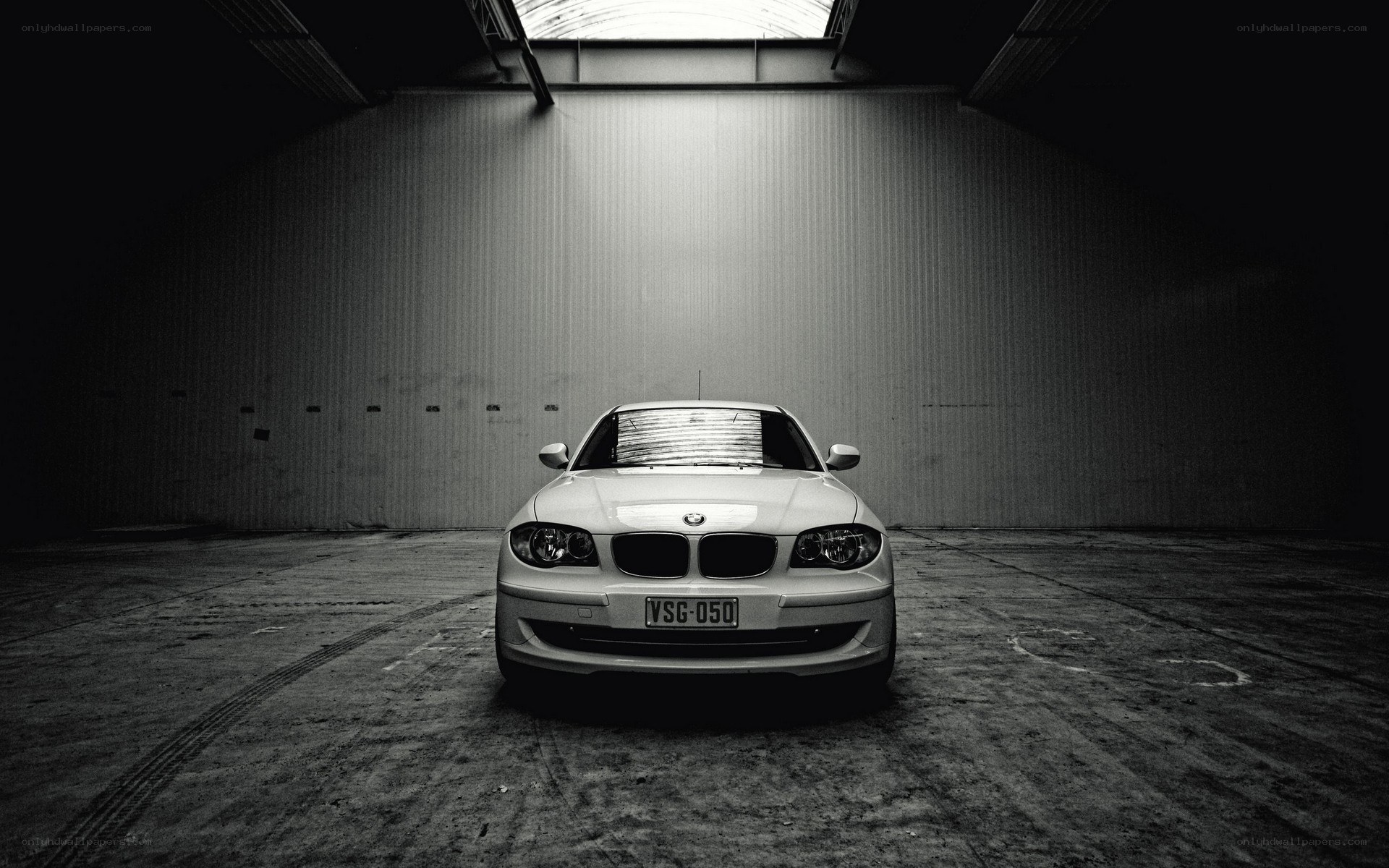 BMW in a dark garage