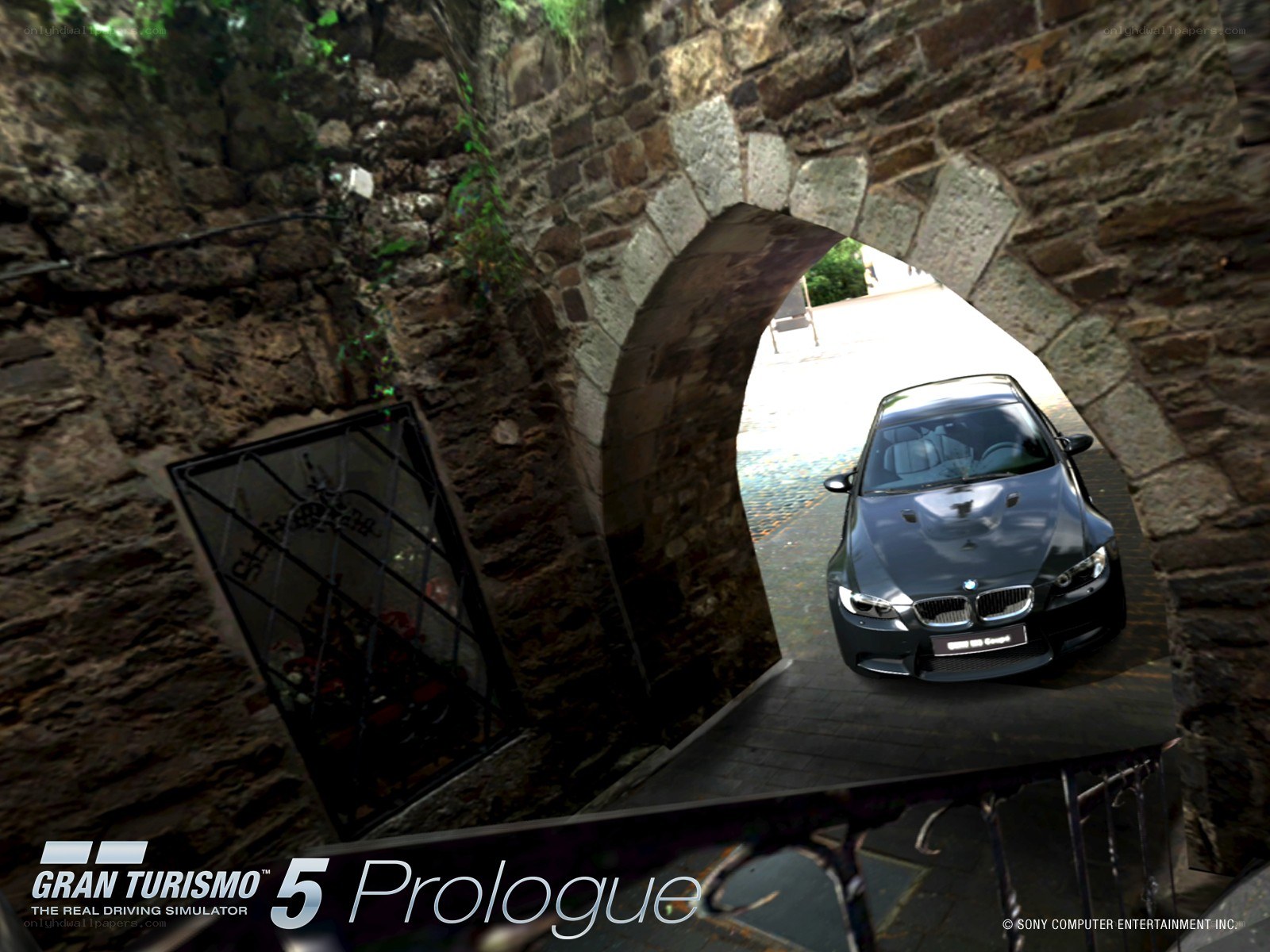 BMW in stone archway