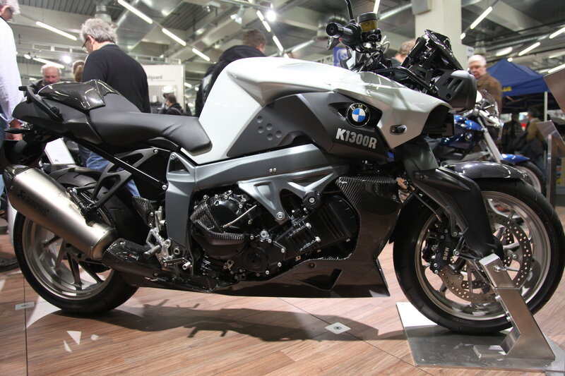 BMW K1300R motorcycle on display