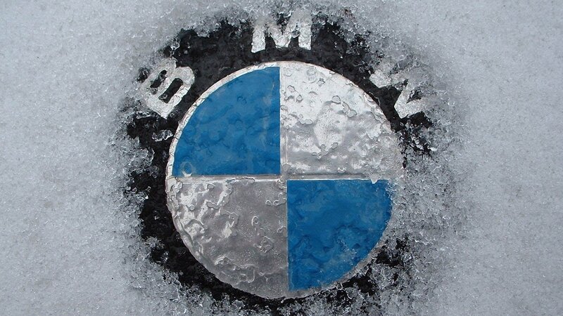 BMW logo in snow
