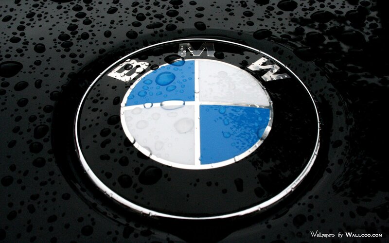 BMW Logo on Car — Black, Dramatic, Photograph, Water Droplets