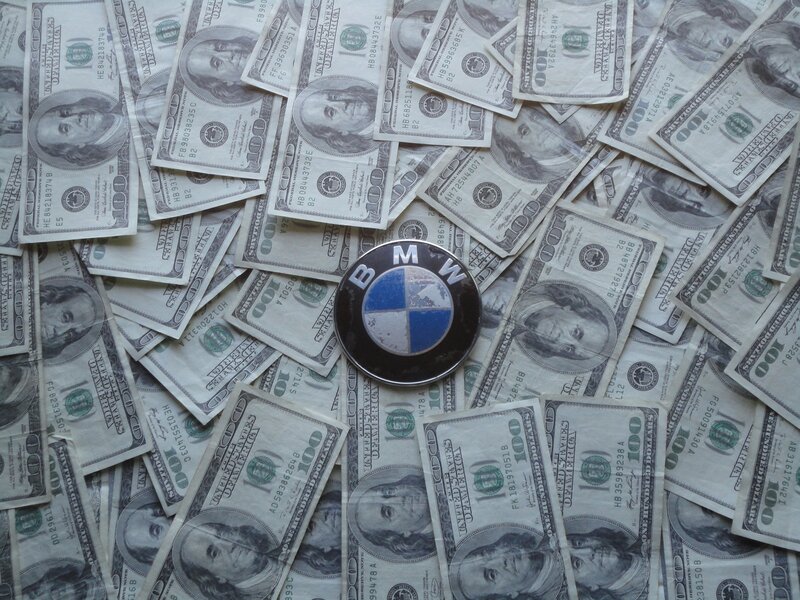 BMW logo on hundred-dollar bills