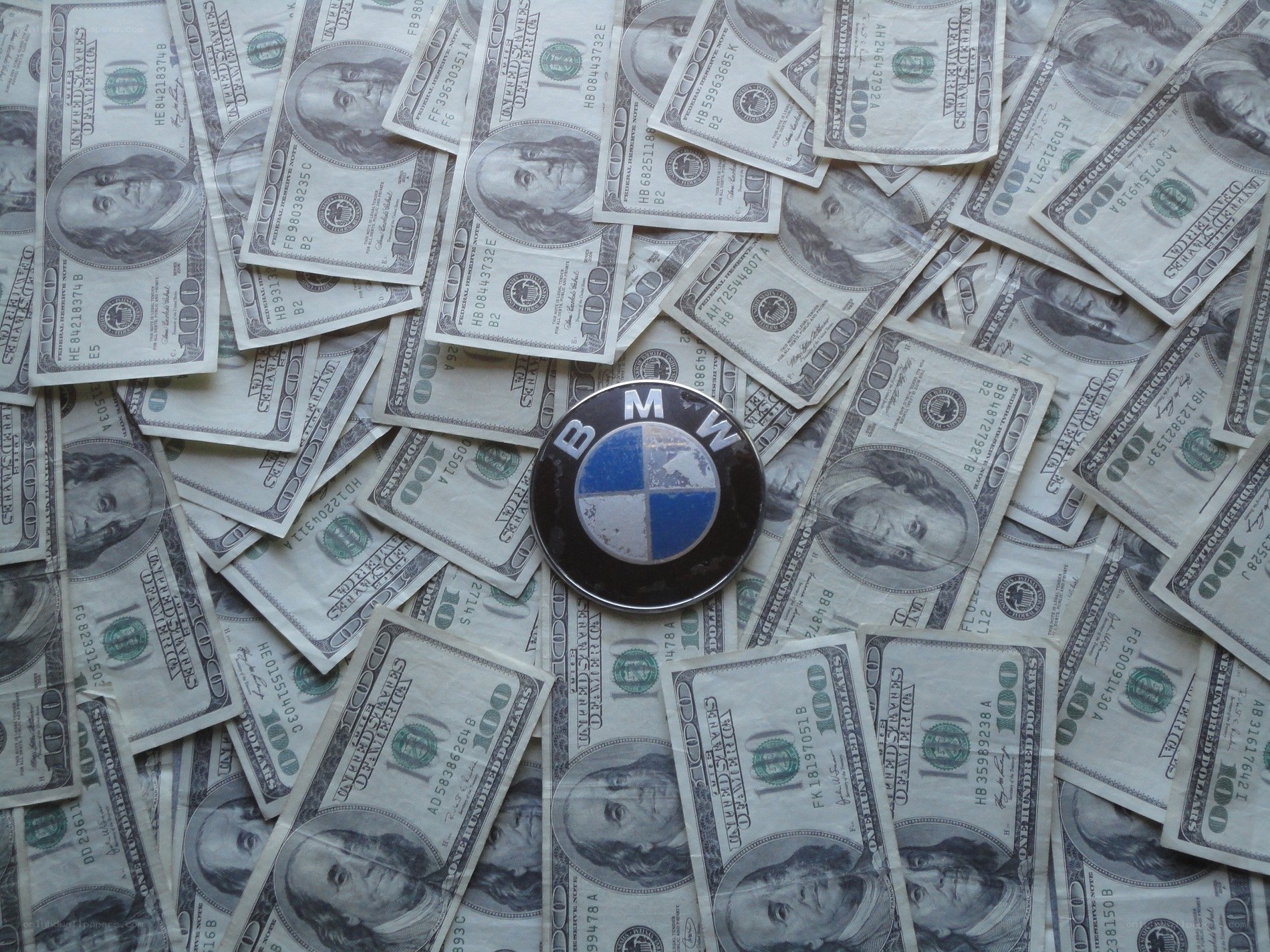 BMW logo on hundred-dollar bills