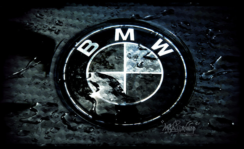 BMW logo on wet surface