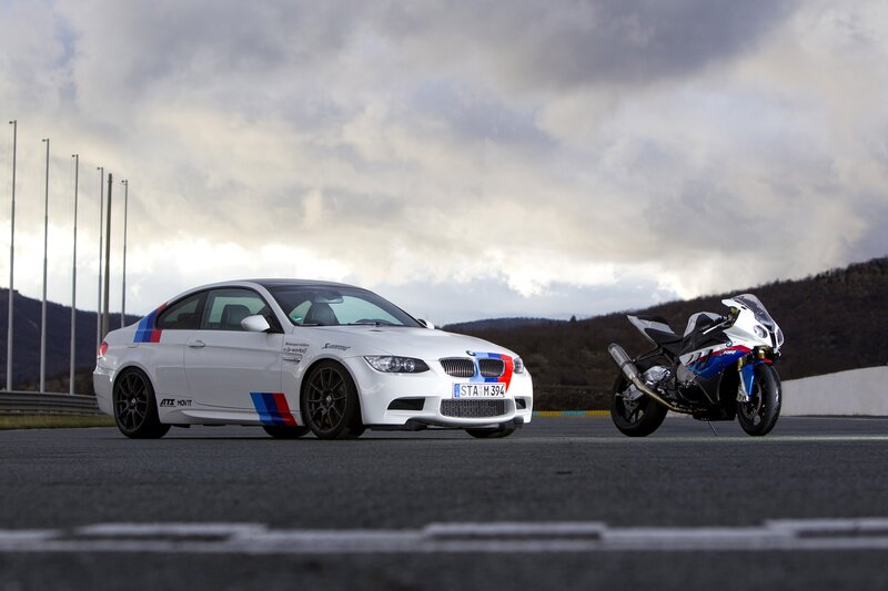 BMW M3 and Motorbike on Track