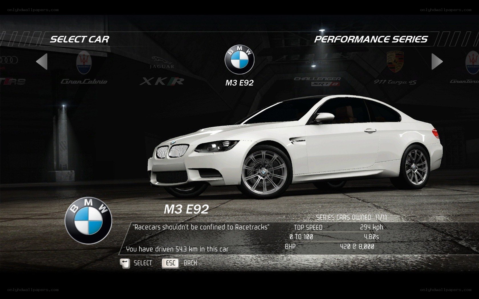 BMW M3 E92 car selection