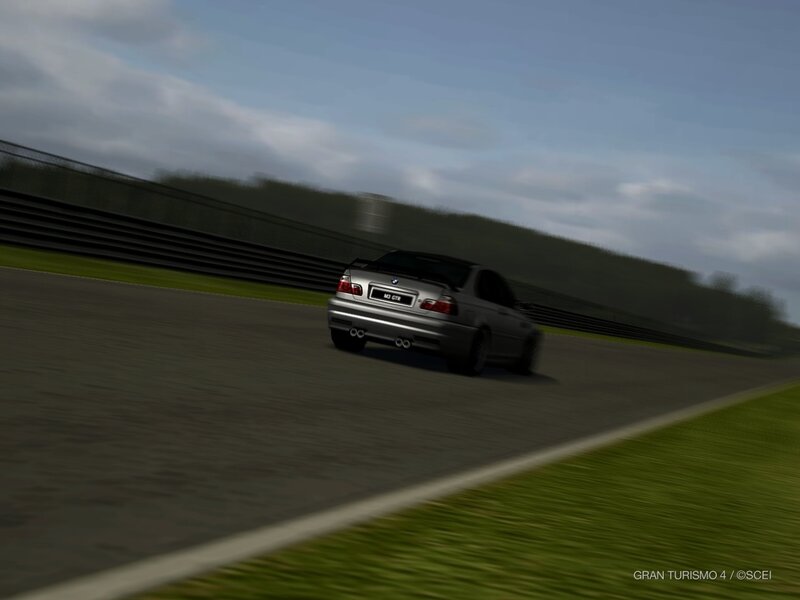 BMW M3 GTR on racetrack