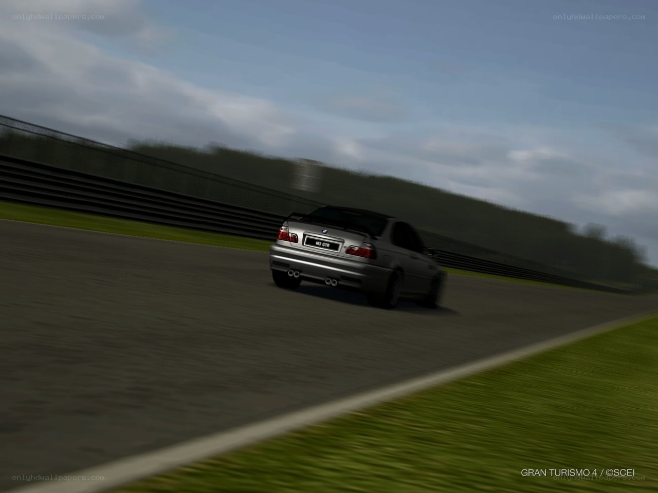 BMW M3 GTR on racetrack