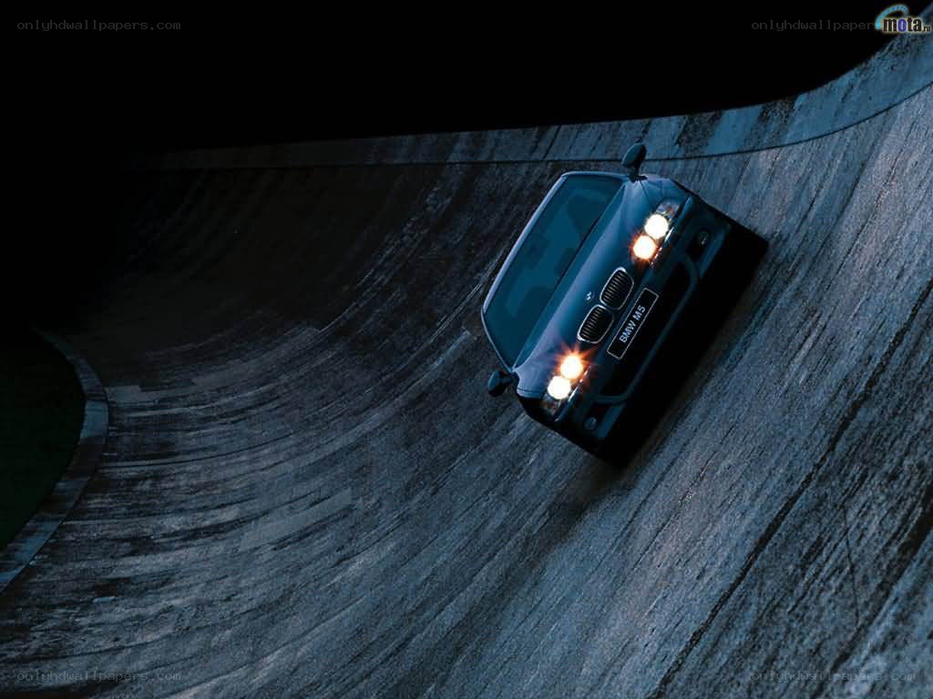 BMW M5 on a curved track