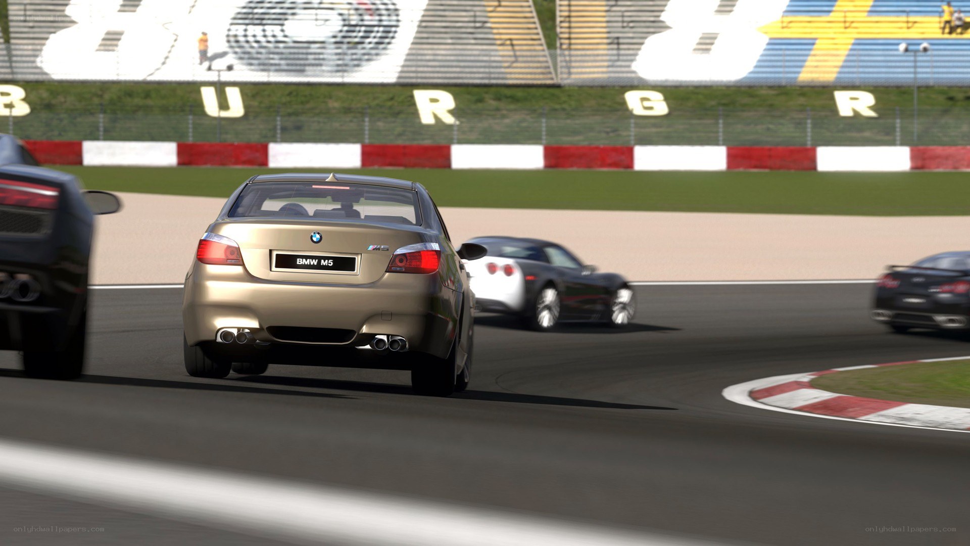 BMW M5 on a racetrack