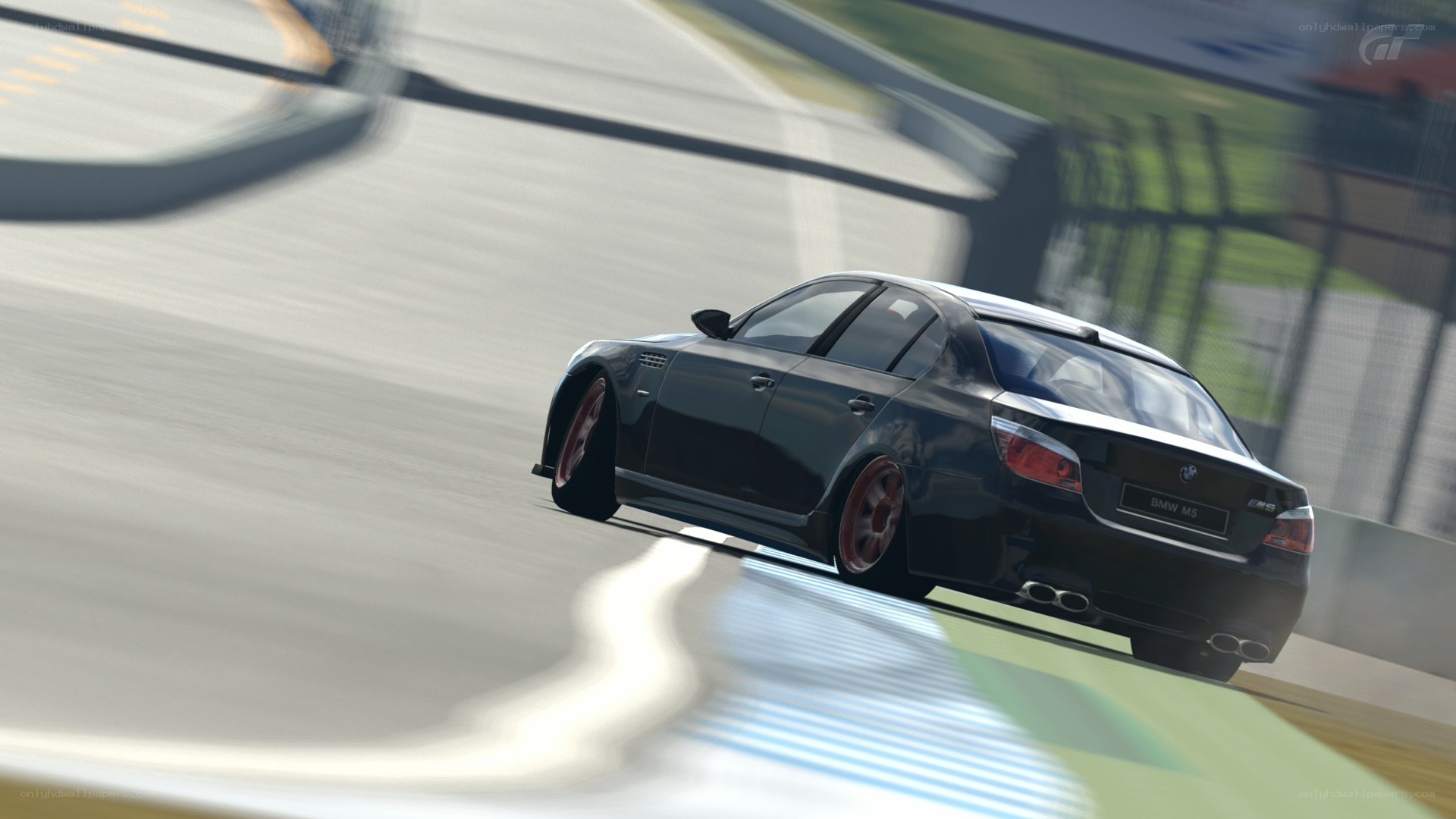 BMW M5 on a racetrack