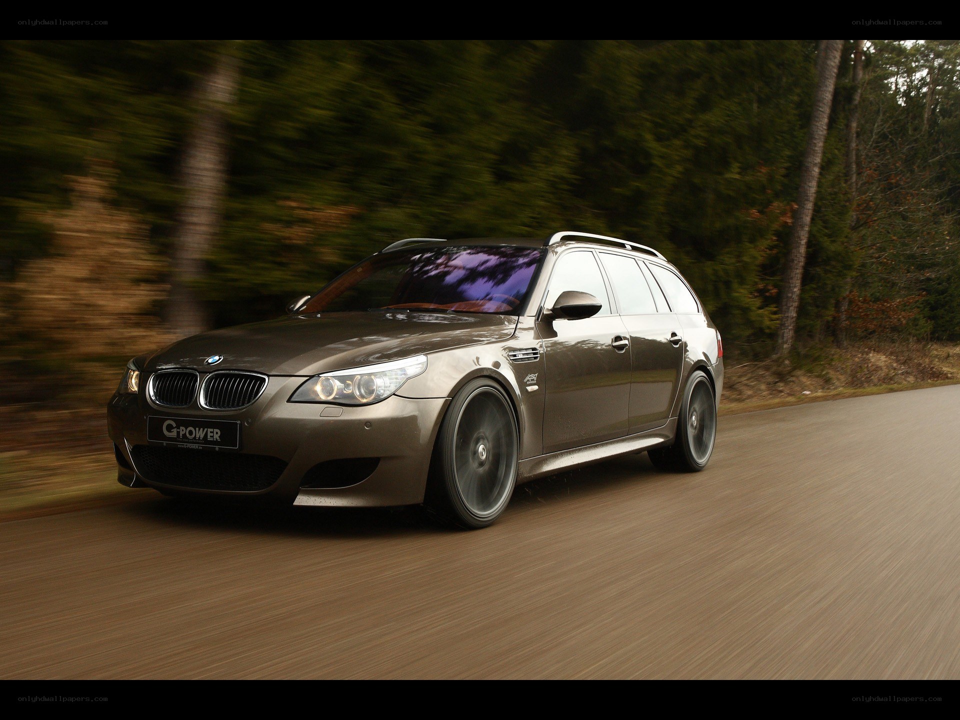 BMW M5 station wagon in motion