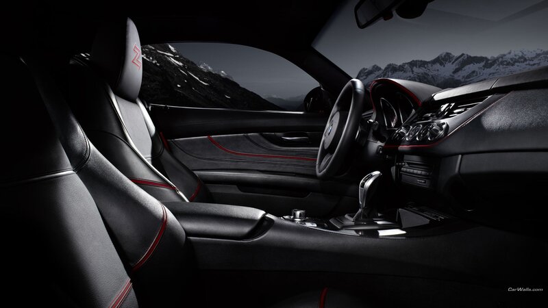 BMW M6 interior with mountain view