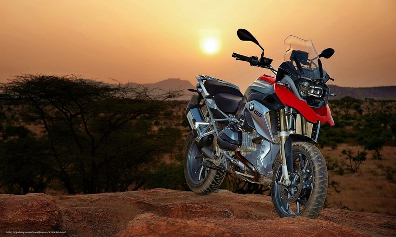 BMW motorcycle at sunset