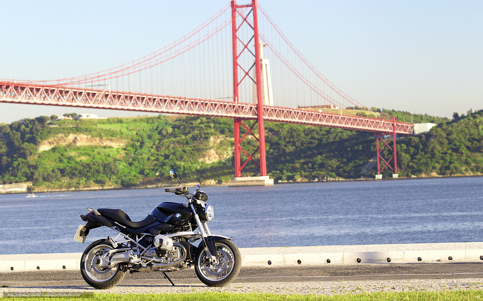 BMW motorcycle by the river