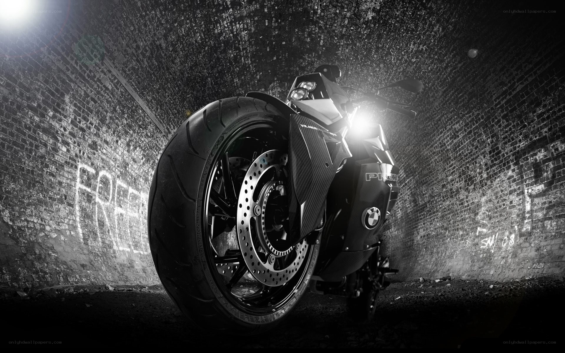BMW motorcycle in tunnel
