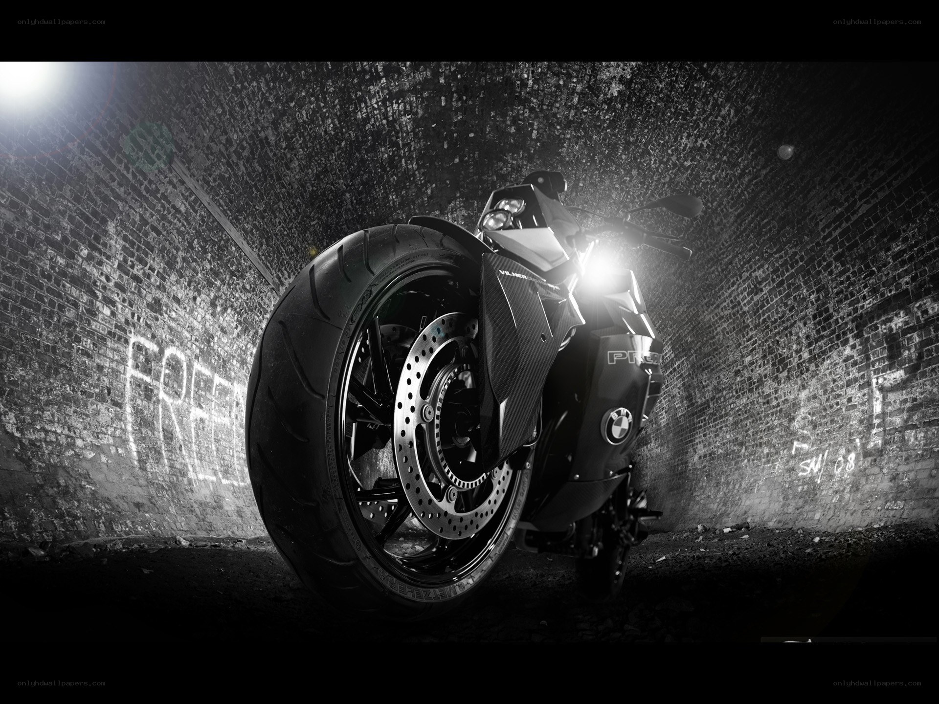 BMW motorcycle in tunnel