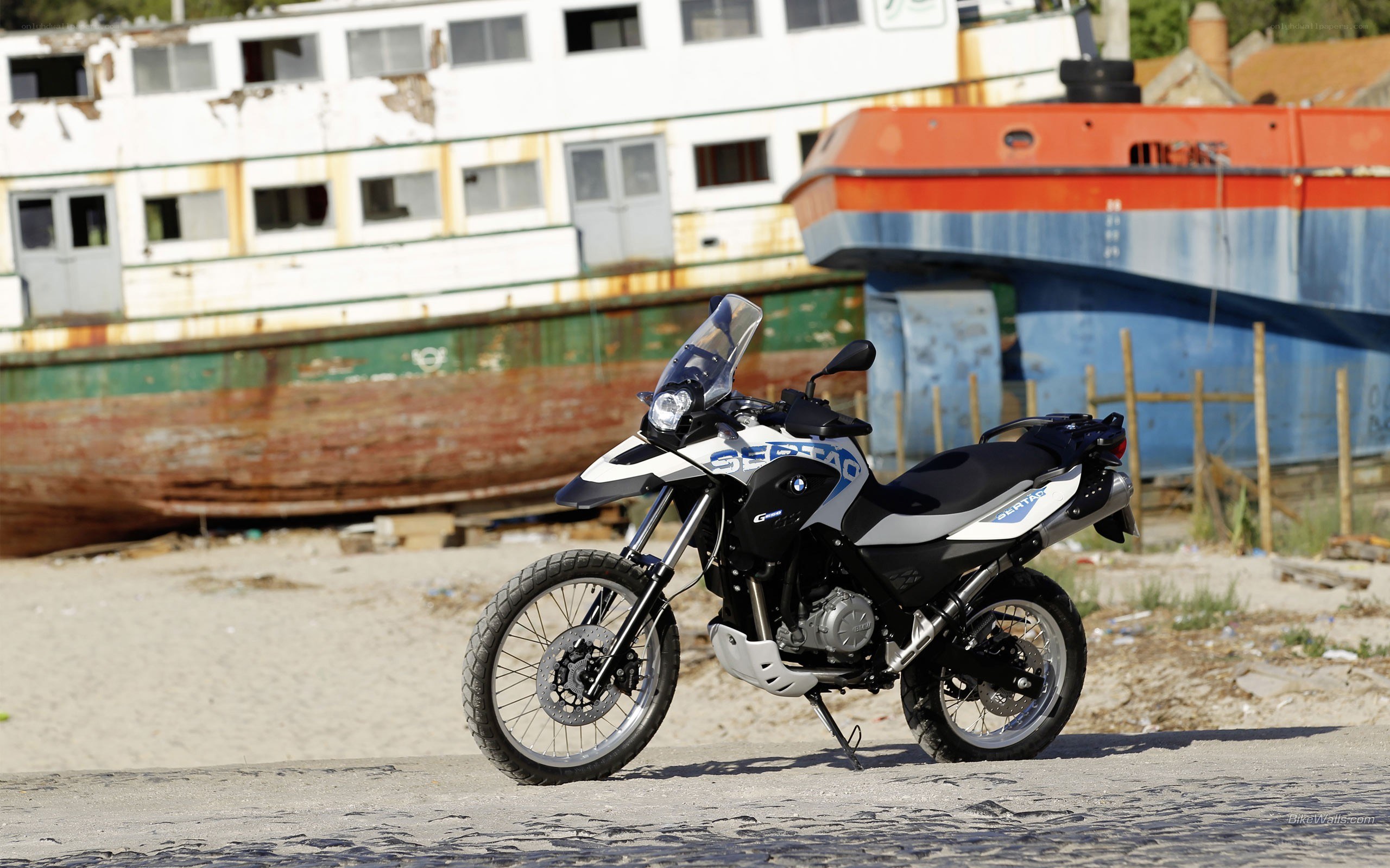 BMW motorcycle on a beach