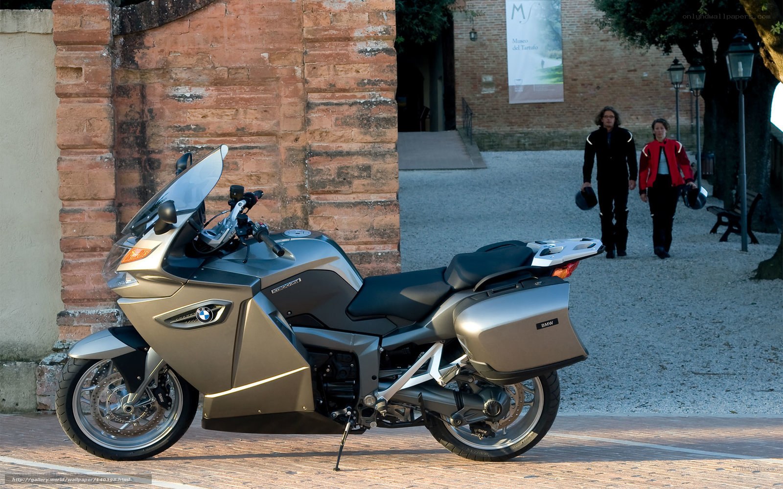 BMW motorcycle on cobblestone street