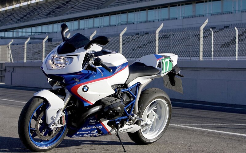 BMW motorcycle on racetrack