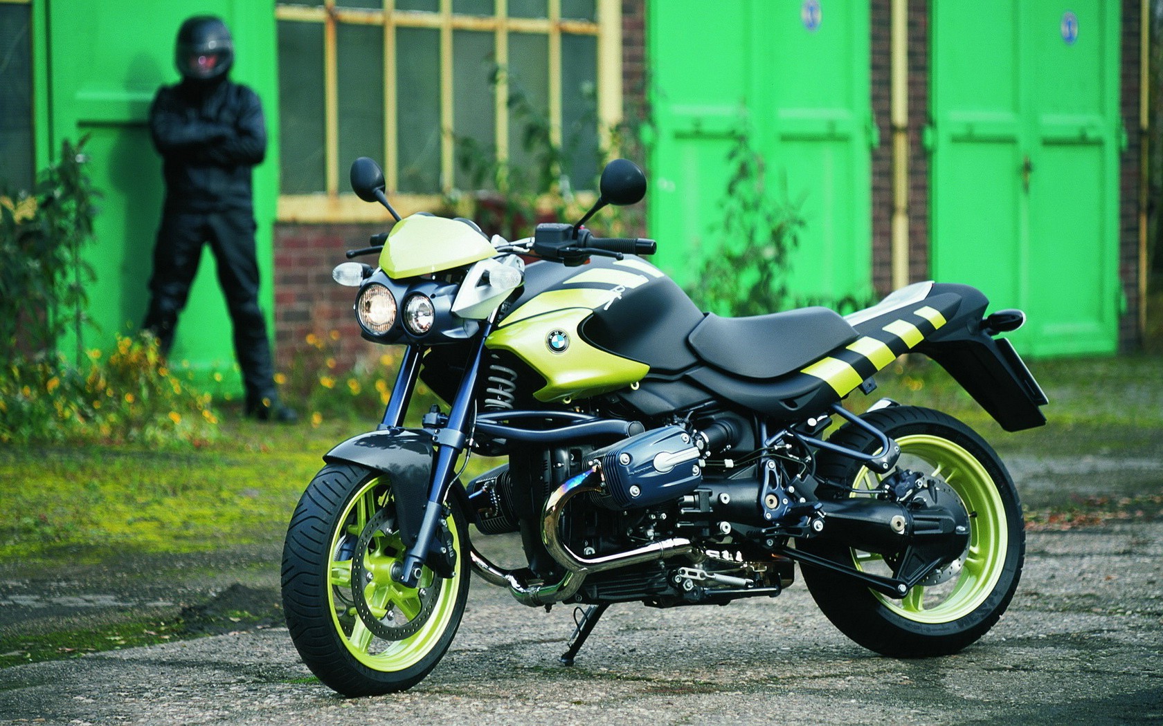 BMW motorcycle with rider