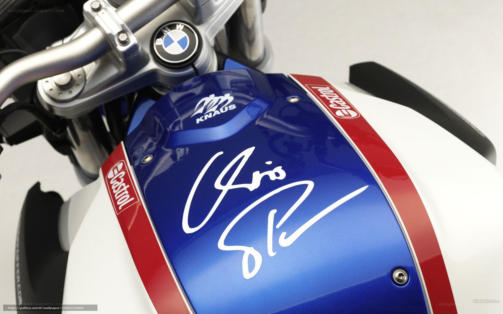 BMW motorcycle with signature