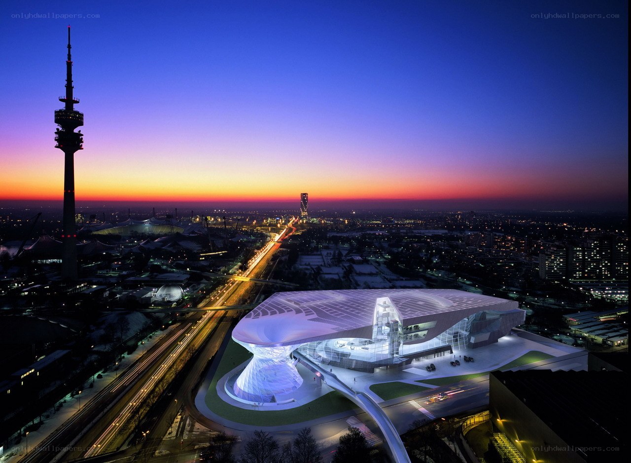 BMW Museum at dusk