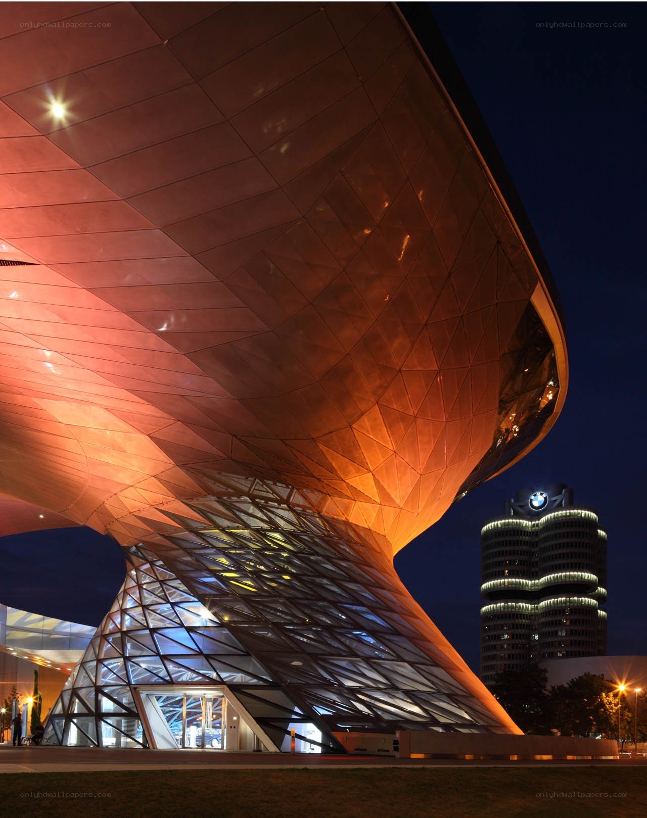BMW Museum at night