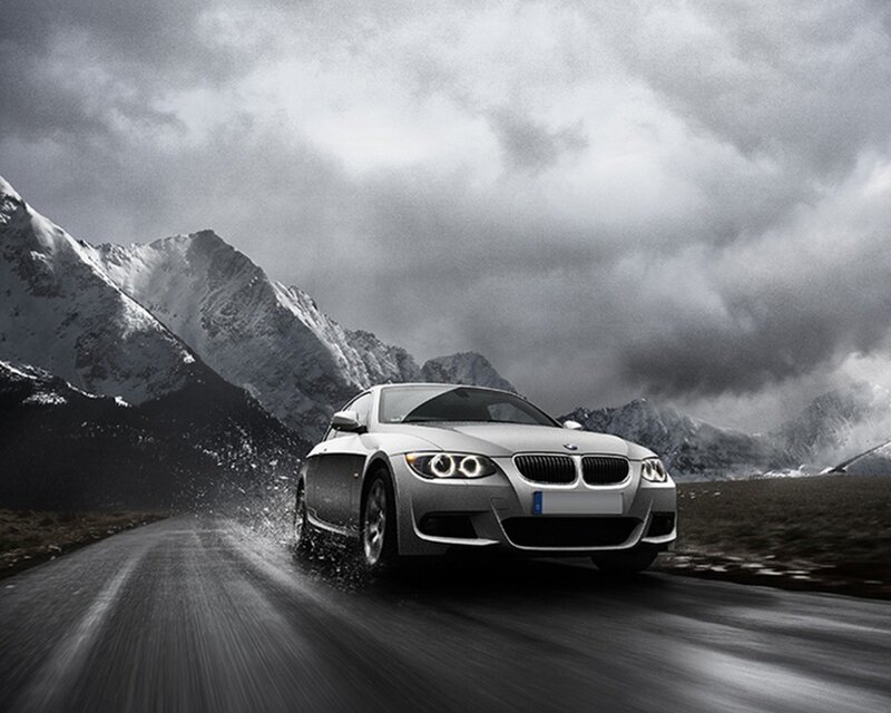 BMW on mountain road