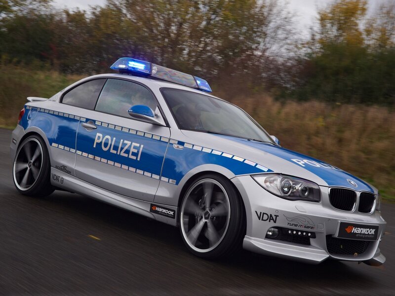 BMW police car in motion