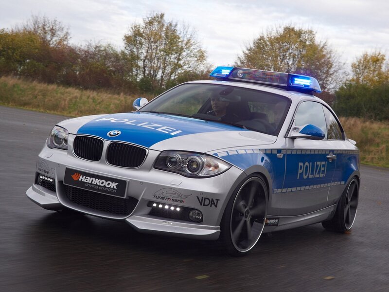 BMW police car in motion