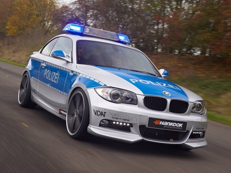 BMW police car in motion
