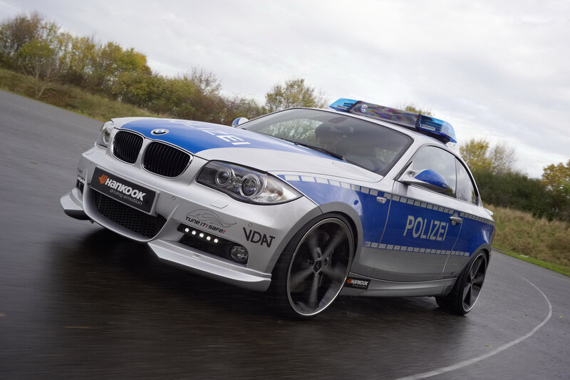 BMW police car in motion