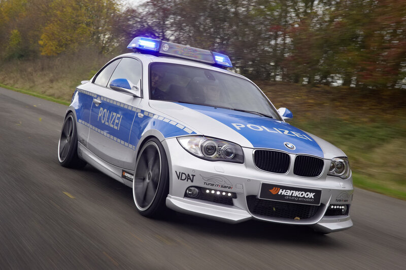 BMW police car in motion