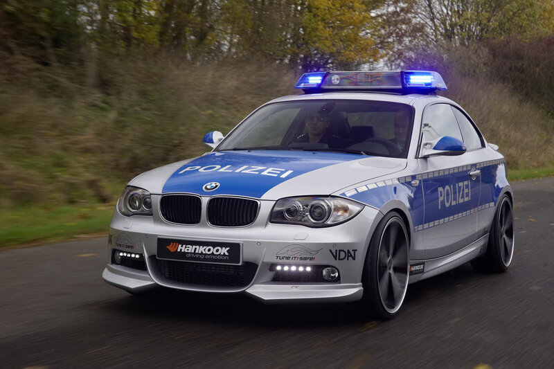 BMW police car in motion