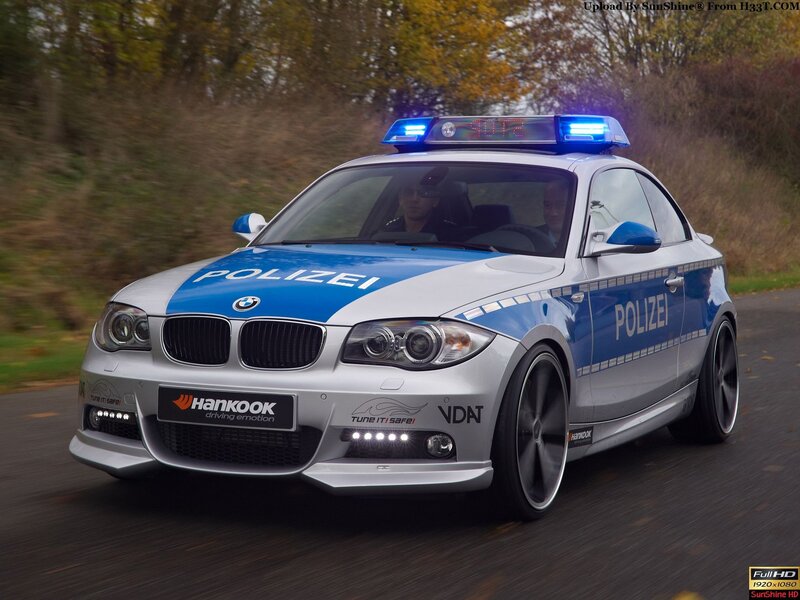 BMW police car in motion