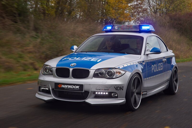 BMW police car in motion