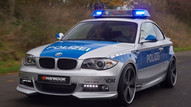BMW police car in motion