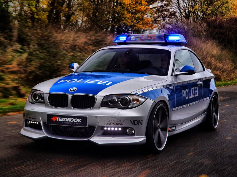 BMW police car in motion