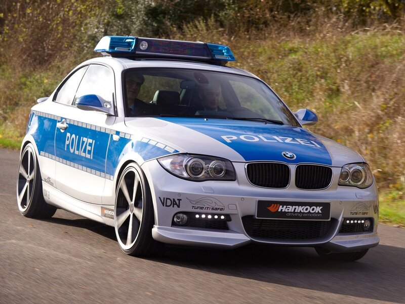 BMW police car in motion